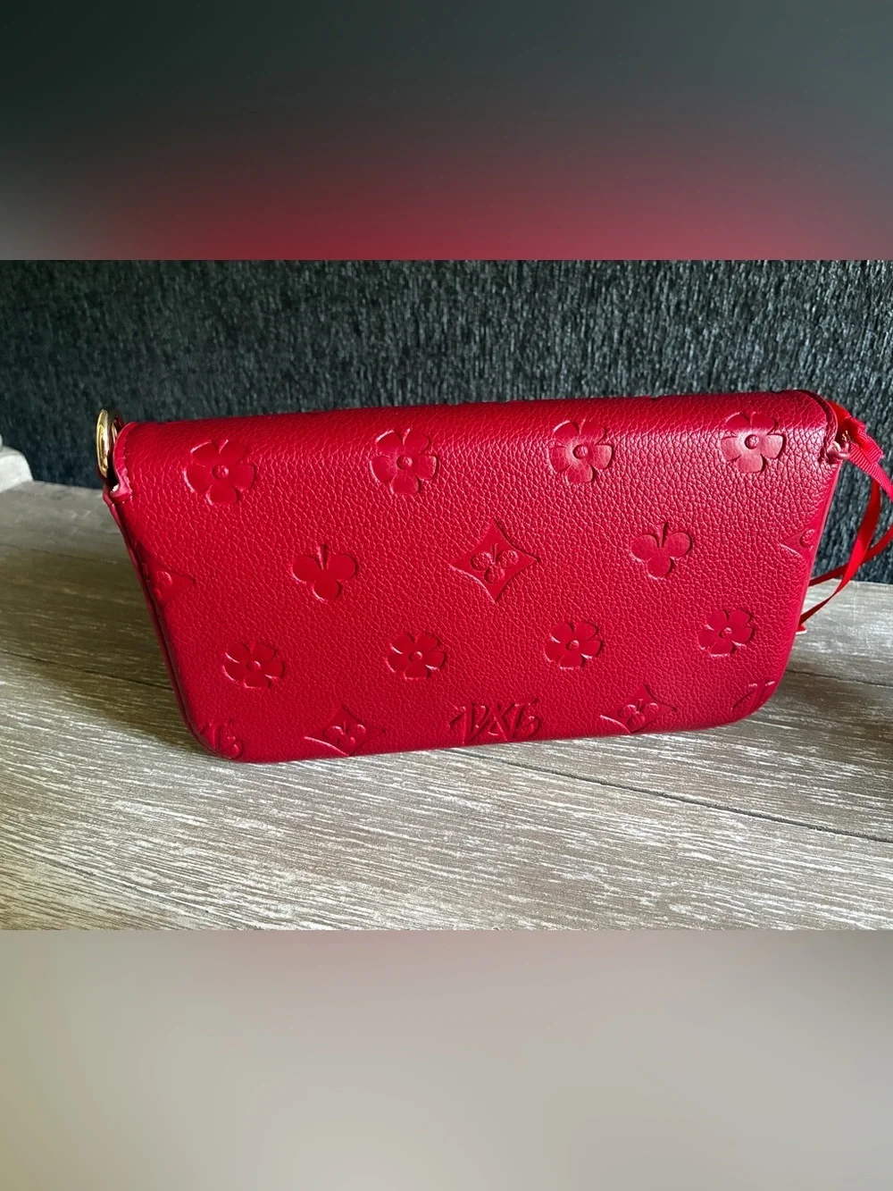 Montana West Red Embossed 4pc Crossbody Wallet Set with Gold Hardware